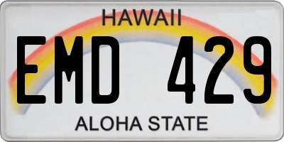 HI license plate EMD429
