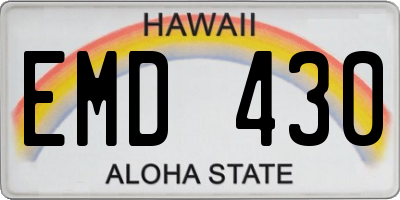 HI license plate EMD430