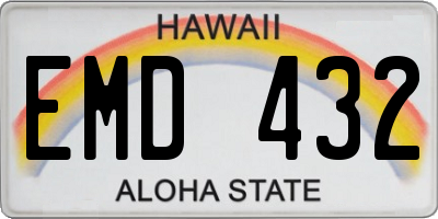 HI license plate EMD432