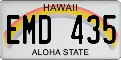 HI license plate EMD435