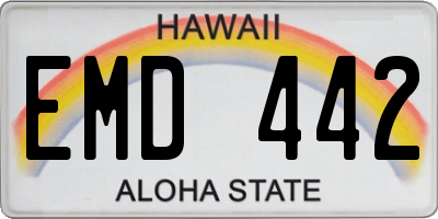 HI license plate EMD442