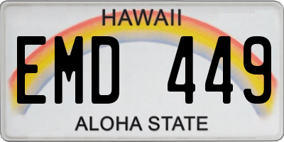 HI license plate EMD449