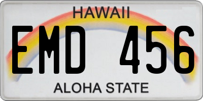 HI license plate EMD456