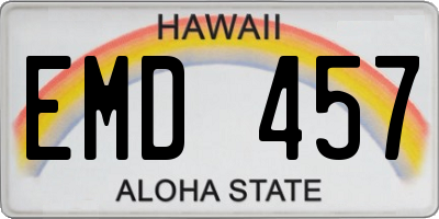 HI license plate EMD457