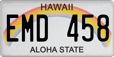 HI license plate EMD458