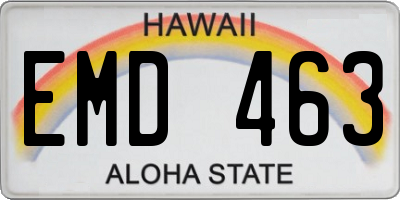 HI license plate EMD463