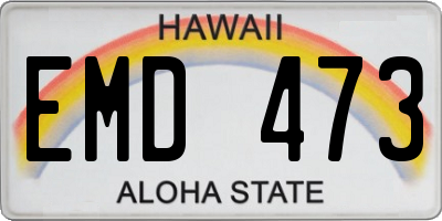 HI license plate EMD473