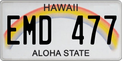 HI license plate EMD477