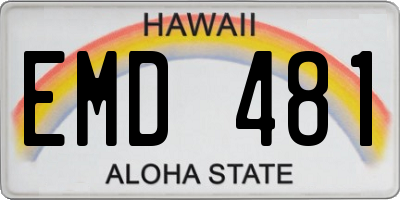 HI license plate EMD481
