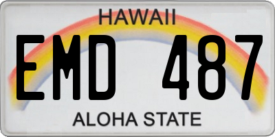 HI license plate EMD487