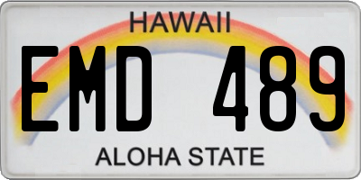 HI license plate EMD489