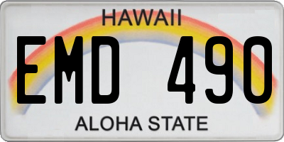 HI license plate EMD490