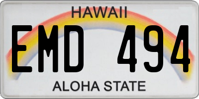 HI license plate EMD494