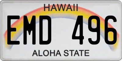 HI license plate EMD496