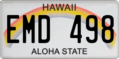 HI license plate EMD498