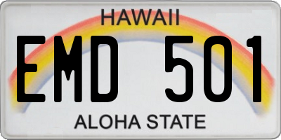 HI license plate EMD501