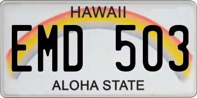 HI license plate EMD503