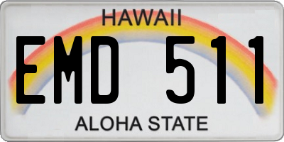 HI license plate EMD511