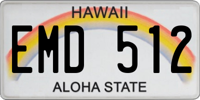 HI license plate EMD512