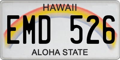 HI license plate EMD526