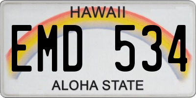 HI license plate EMD534