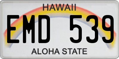 HI license plate EMD539