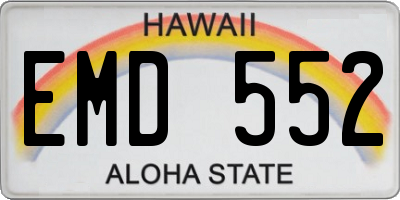 HI license plate EMD552