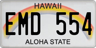 HI license plate EMD554