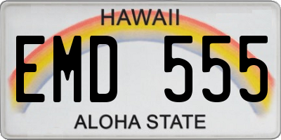 HI license plate EMD555