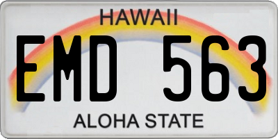 HI license plate EMD563