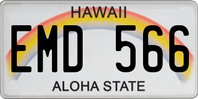 HI license plate EMD566