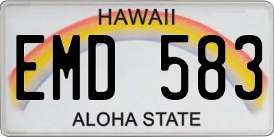 HI license plate EMD583