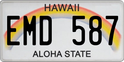 HI license plate EMD587
