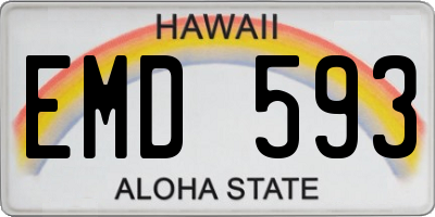 HI license plate EMD593