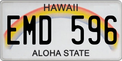 HI license plate EMD596