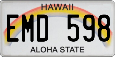 HI license plate EMD598