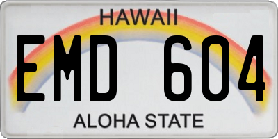 HI license plate EMD604