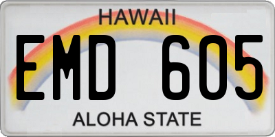 HI license plate EMD605