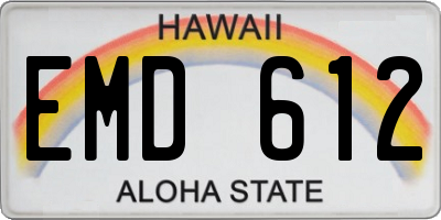 HI license plate EMD612