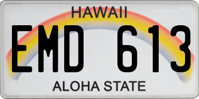 HI license plate EMD613