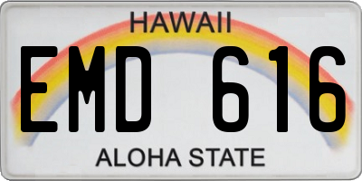 HI license plate EMD616