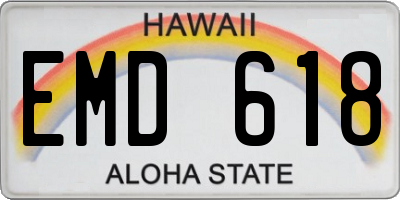 HI license plate EMD618