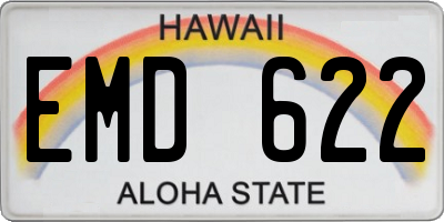 HI license plate EMD622