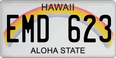 HI license plate EMD623