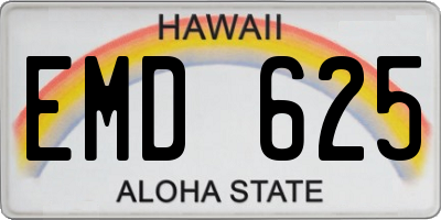 HI license plate EMD625