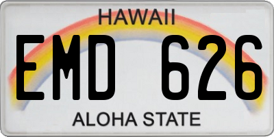HI license plate EMD626