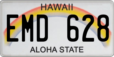 HI license plate EMD628