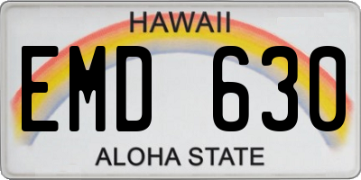 HI license plate EMD630