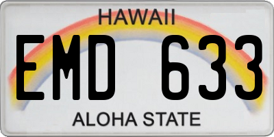 HI license plate EMD633