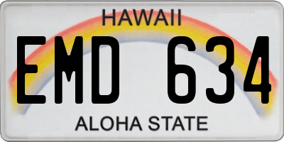 HI license plate EMD634